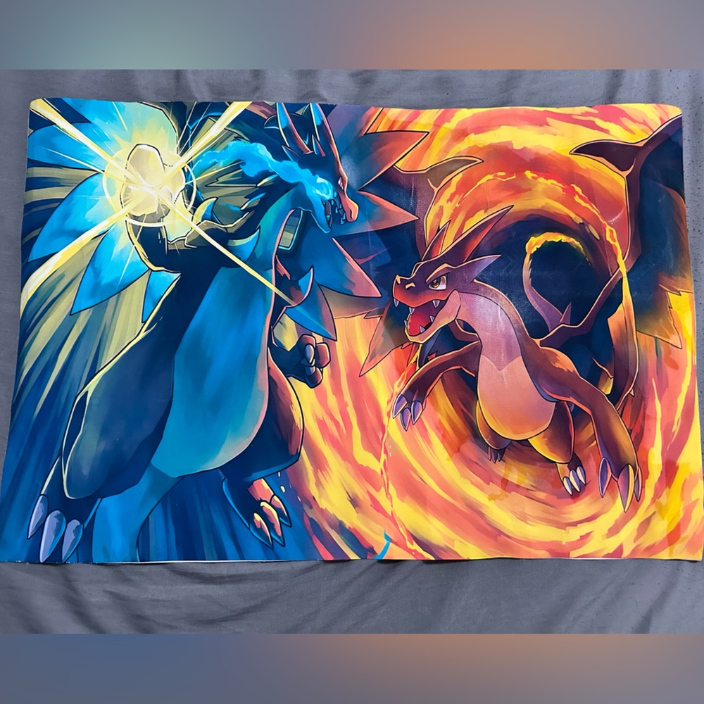 Pokémon Mega Charizard vs. Charizard battle canvas